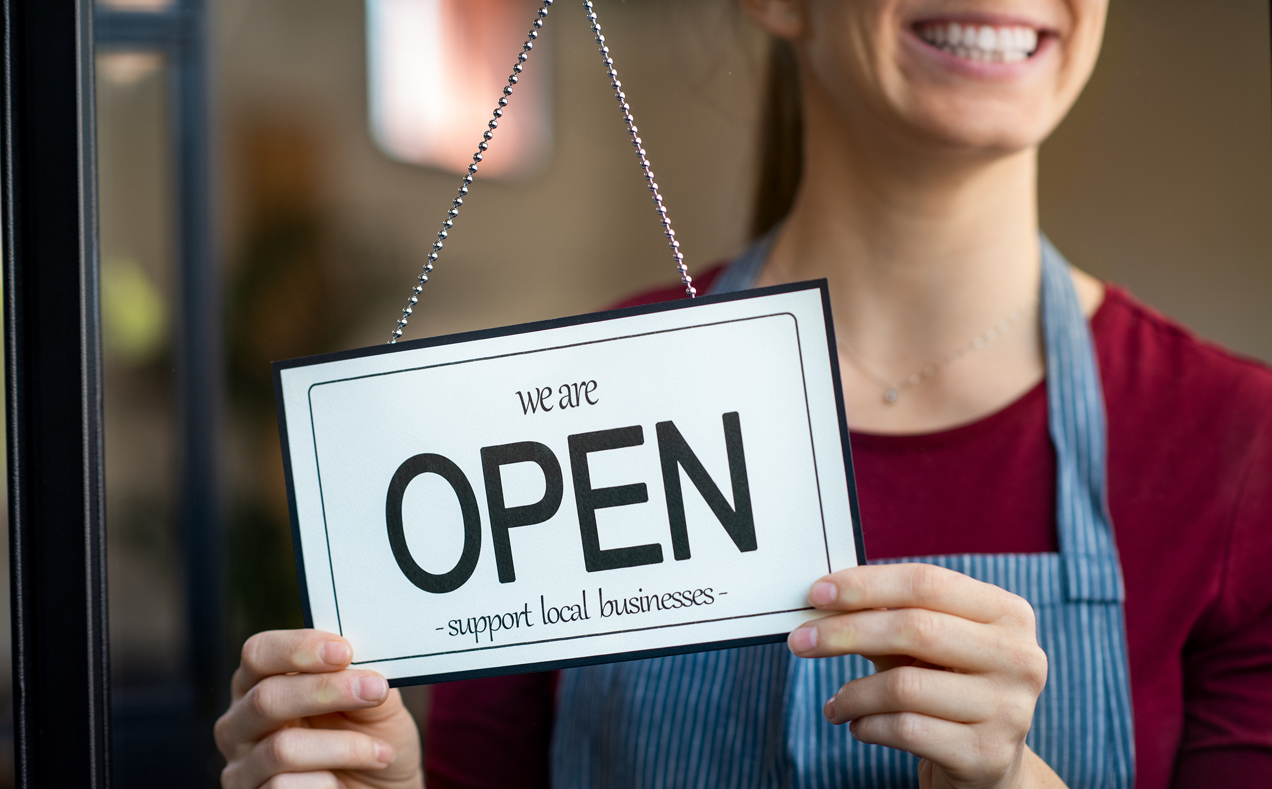 Open sign in a small business shop